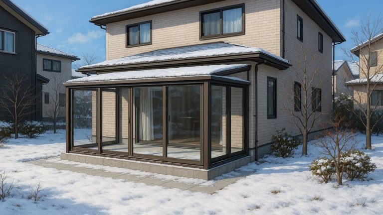 恵庭市の戸建て外構に施工されたテラス囲い・サンルームのイメージ