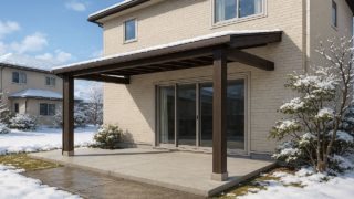 恵庭市の戸建て外構に施工されたテラス屋根のイメージ