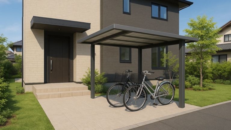 府中市の戸建て外構に施工された自転車置き場のイメージ