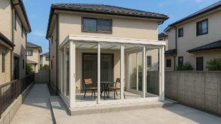 【府中市】テラス囲い・サンルームの総額相場|垢抜けて見えるカラー計画5つ 府中市の戸建て外構に施工されたテラス囲い・サンルームのイメージ