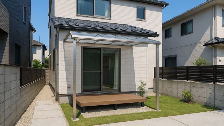 府中市の戸建て外構に施工されたテラス屋根のイメージ