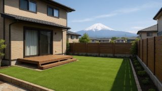 【富士市】人工芝敷きの費用感|天然芝と迷ったときの判断軸5選 富士市の戸建て外構に施工された人工芝のイメージ