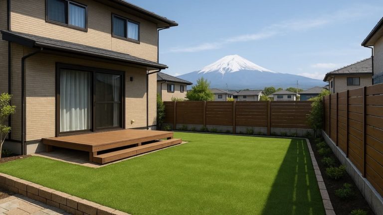 富士市の戸建て外構に施工された人工芝のイメージ