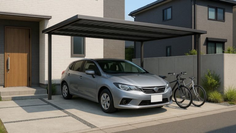 富士市の戸建て外構に施工された自転車置き場のイメージ