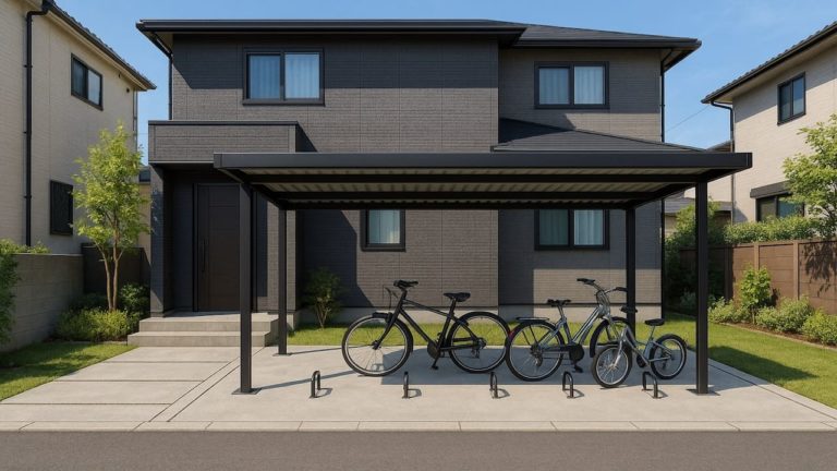 富士市の戸建て外構に施工されたサイクルポートのイメージ