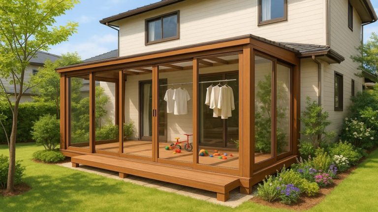 富士市の戸建て外構に施工されたテラス囲い・サンルームのイメージ