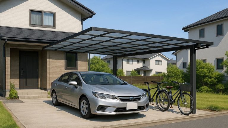 藤枝市の戸建て外構に施工された自転車置き場のイメージ