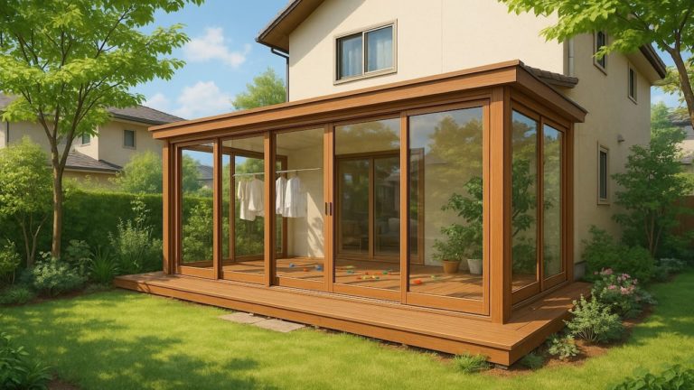 藤枝市の戸建て外構に施工されたテラス囲い・サンルームのイメージ