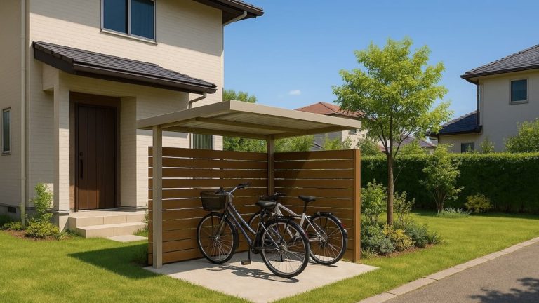 富士見市の戸建て外構に施工された自転車置き場のイメージ