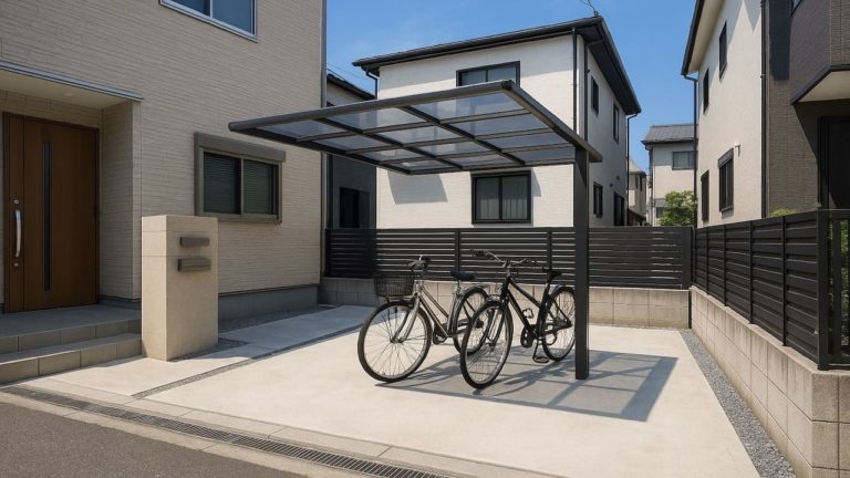 富士見市の戸建て外構に施工されたサイクルポートのイメージ