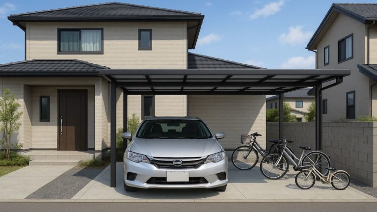 富士宮市の戸建て外構に施工された自転車置き場のイメージ