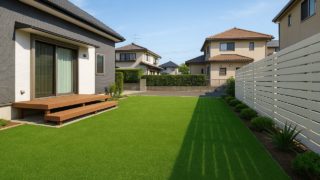 藤沢市の戸建て外構に施工された人工芝のイメージ