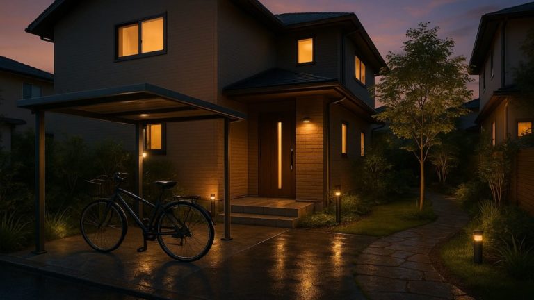 藤沢市の戸建て外構に施工された自転車置き場のイメージ