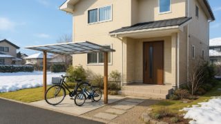 福井県の戸建て外構に施工された自転車置き場のイメージ