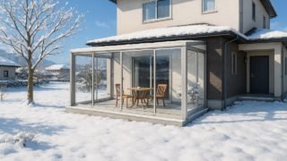 福井県の戸建て外構に施工されたテラス囲い・サンルームのイメージ