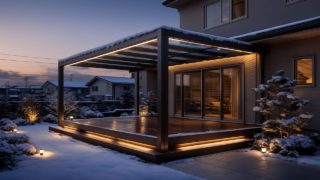 福井県の戸建て外構に施工されたテラス屋根のイメージ