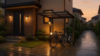 福岡県の戸建て外構に施工された自転車置き場のイメージ