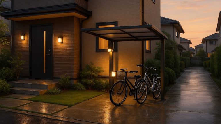 福岡県の戸建て外構に施工された自転車置き場のイメージ