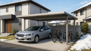 福島県の戸建て外構に施工された自転車置き場のイメージ