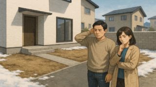 福島県の外構工事の失敗にがっかりする夫婦のイメージ