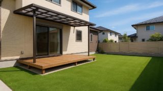 【船橋市】人工芝の予算ライン|無理なく出せる金額の決め方5つ 船橋市の戸建て外構に施工された人工芝のイメージ