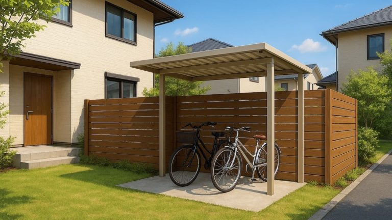 船橋市の戸建て外構に施工された自転車置き場のイメージ