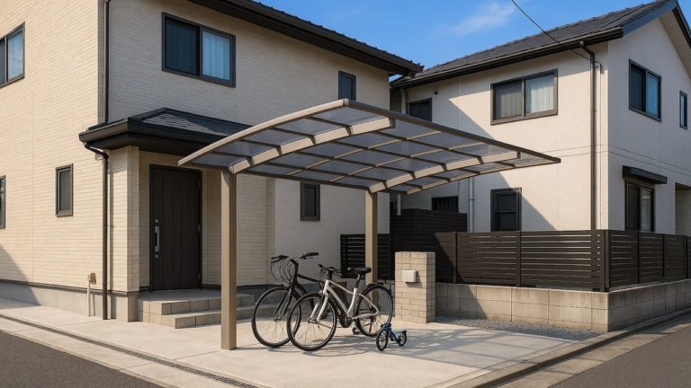 船橋市の戸建て外構に施工されたサイクルポートのイメージ