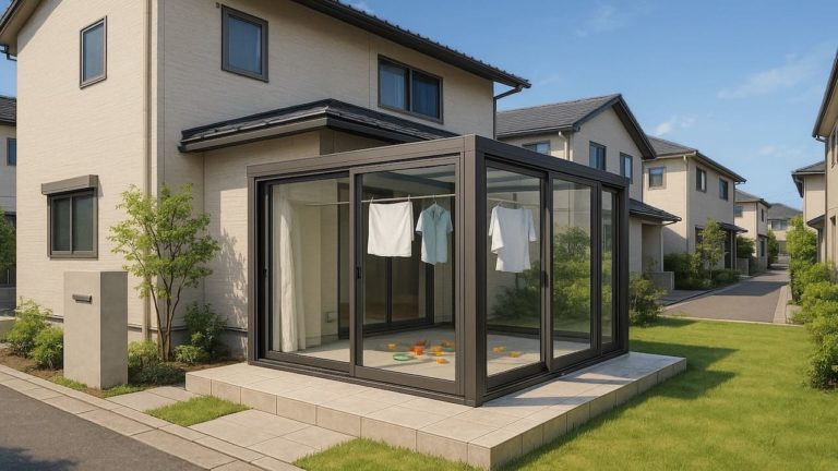 船橋市の戸建て外構に施工されたテラス囲い・サンルームのイメージ