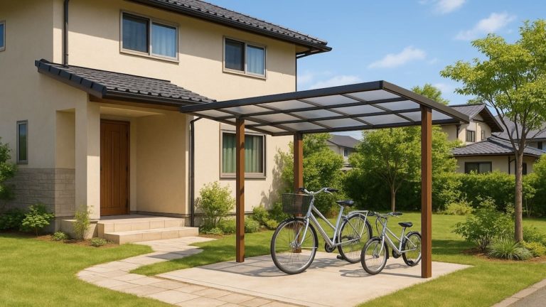 岐阜県の戸建て外構に施工された自転車置き場のイメージ