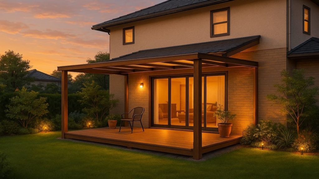 岐阜県の戸建て外構に施工されたテラス屋根のイメージ