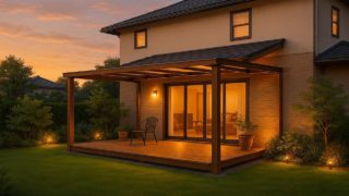 【岐阜県】テラス屋根の価格相場|おしゃれに仕上げる配置バランス 岐阜県の戸建て外構に施工されたテラス屋根のイメージ