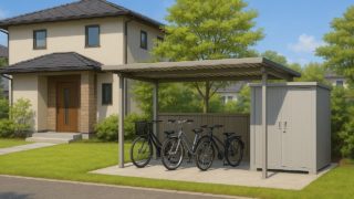 群馬県の戸建て外構に施工された自転車置き場のイメージ