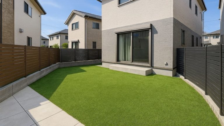 羽曳野市の戸建て外構に施工された人工芝のイメージ