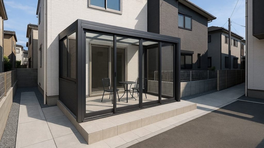 羽曳野市の戸建て外構に施工されたテラス囲い・サンルームのイメージ