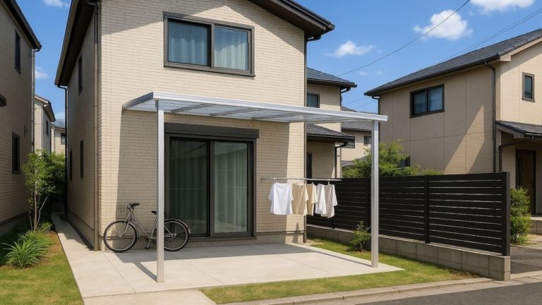 羽曳野市の戸建て外構に施工されたテラス屋根のイメージ