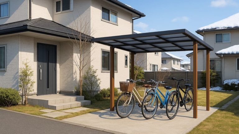 八戸市の戸建て外構に施工された自転車置き場のイメージ