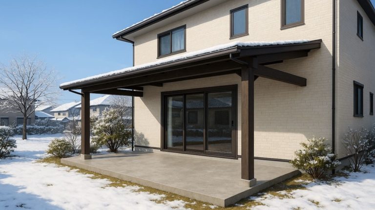 八戸市の戸建て外構に施工されたテラス屋根のイメージ