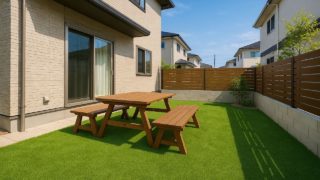 【八王子市】人工芝の費用相場|よくある困った失敗例5つ 八王子市の戸建て外構に施工された人工芝のイメージ