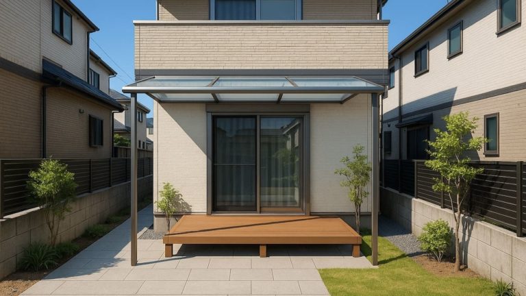 八王子市の戸建て外構に施工されたテラス屋根のイメージ