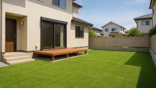 秦野市の戸建て外構に施工された人工芝のイメージ