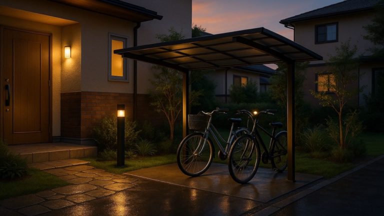 秦野市の戸建て外構に施工された自転車置き場のイメージ