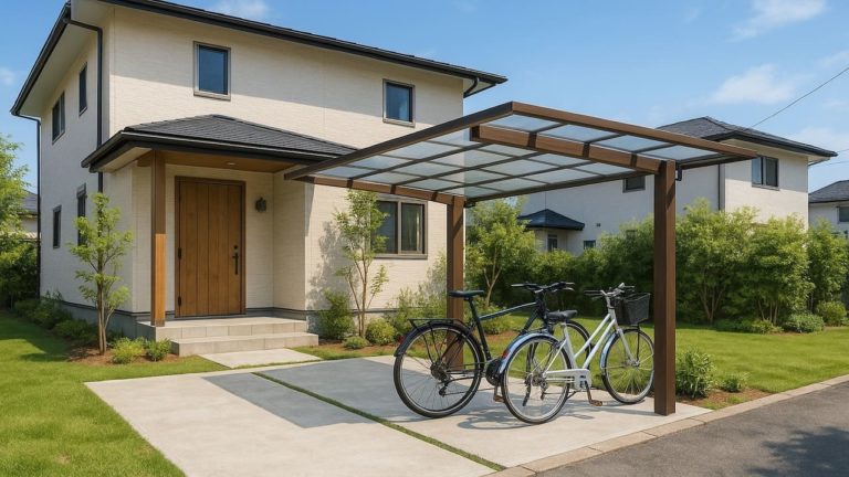 秦野市の戸建て外構に施工されたサイクルポートのイメージ