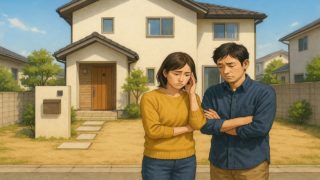 秦野市の外構工事の失敗にがっかりする夫婦のイメージ