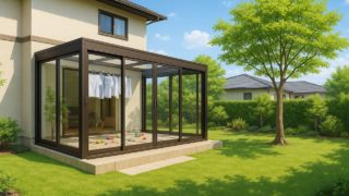 秦野市の戸建て外構に施工されたテラス囲い・サンルームのイメージ