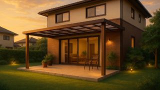 秦野市の戸建て外構に施工されたテラス屋根のイメージ