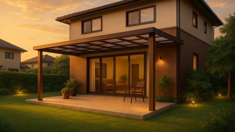 秦野市の戸建て外構に施工されたテラス屋根のイメージ