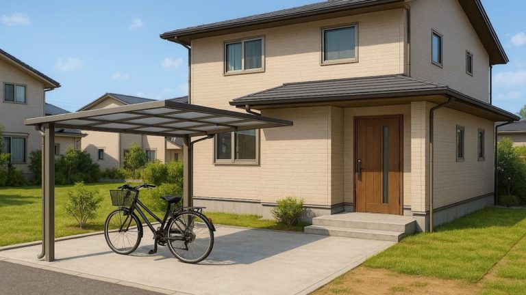 花巻市の戸建て外構に施工されたサイクルポートのイメージ