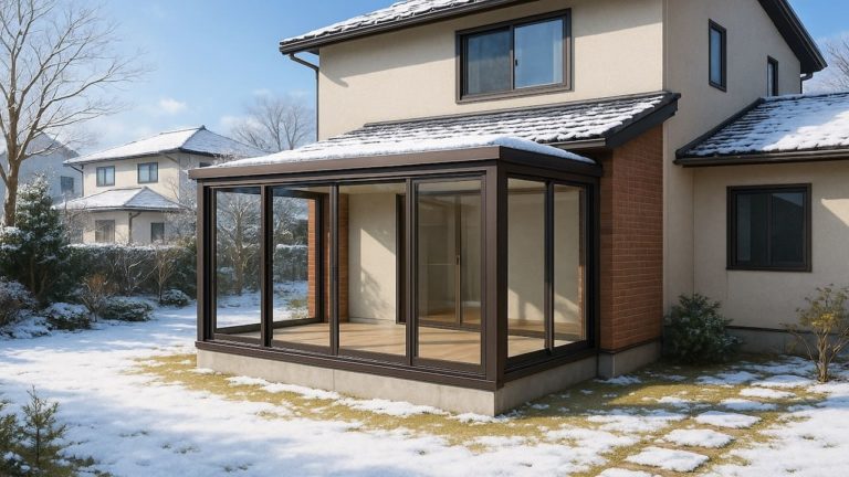 花巻市の戸建て外構に施工されたテラス囲い・サンルームのイメージ