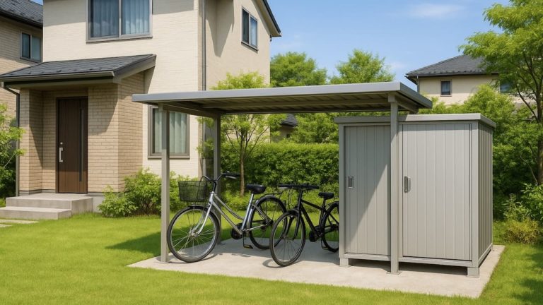 半田市の戸建て外構に施工された自転車置き場のイメージ