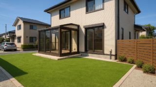 廿日市市の戸建て外構に施工された人工芝のイメージ